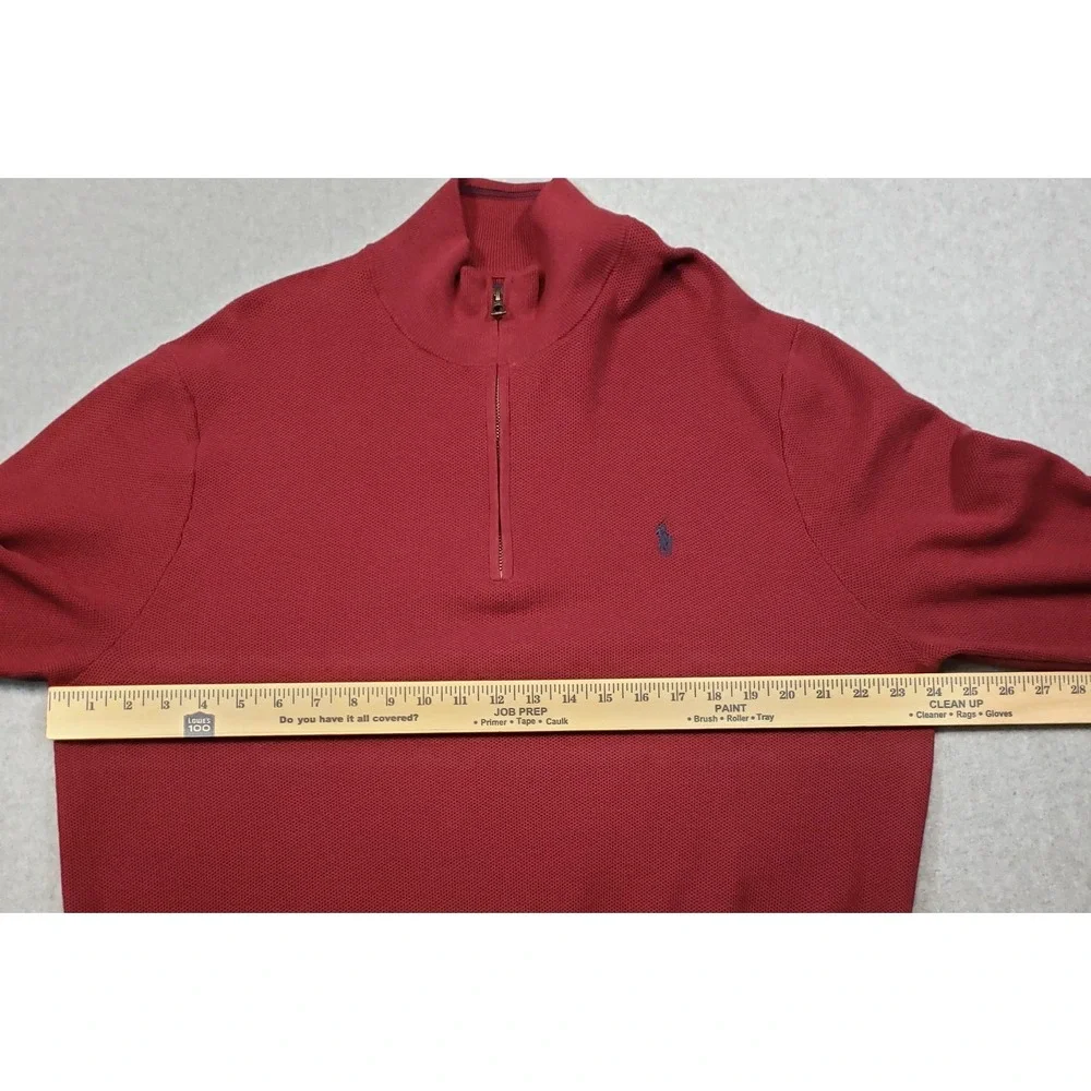 Polo Ralph Lauren Pima Cotton Quarter Zip Sweater Mens Maroon Sz XXL Pullover - Picture 6 of 11